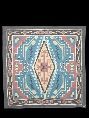Vintage Southwestern Bandana Handkerchief Aztec USA 80s Wamcraft 21x21 Square